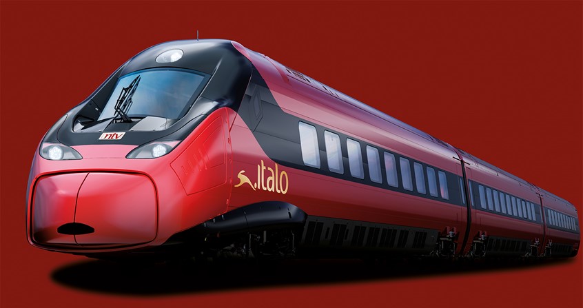 illustration of F/C of photo realistic of the Italo train, digital image, 3D image, photorealism, portraits, photomontage, photoshop image, advertising, editorial, conceptual image, objects, cars, products, buildings, medical, people, corporate, annual reports, animation, video.