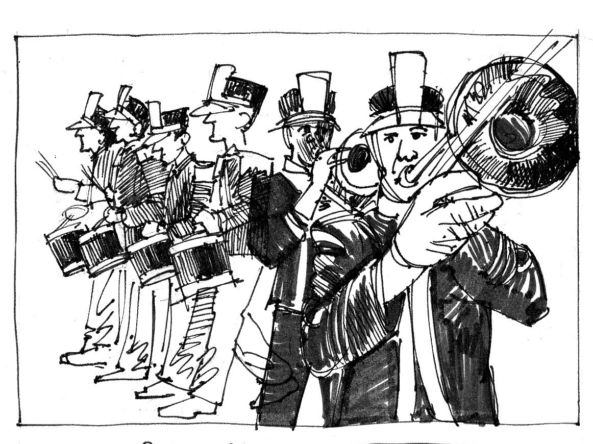 marching band clipart black and white