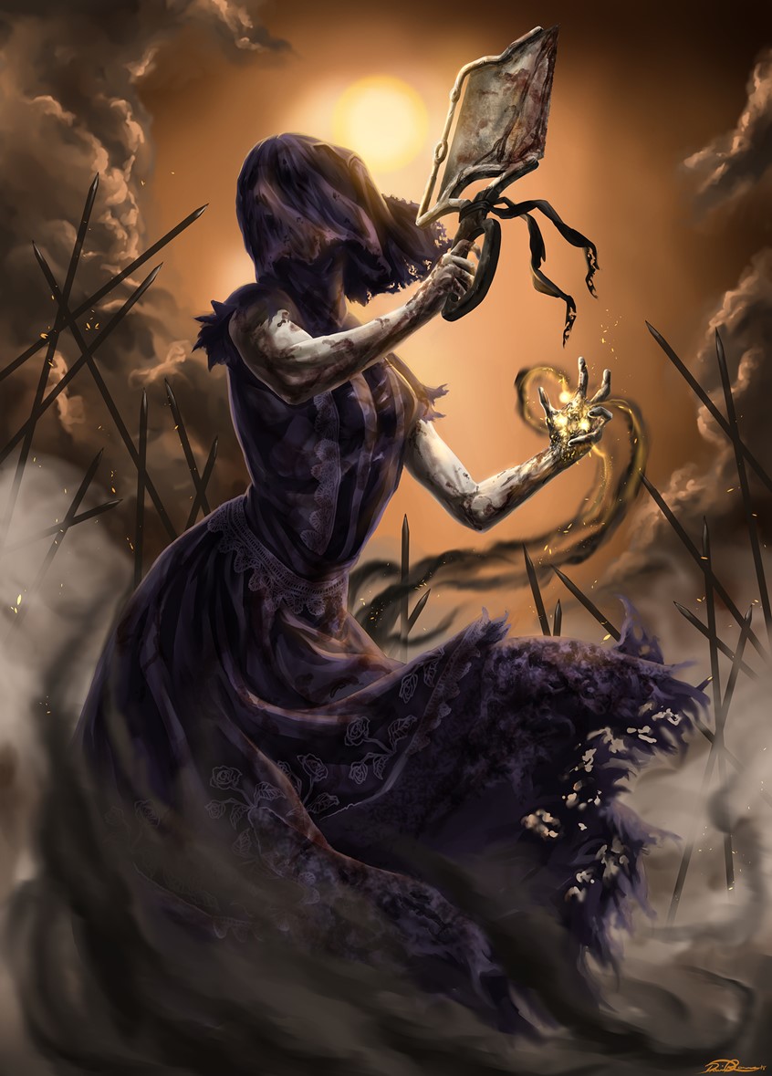 illustration of Created for the horror video game Dead by Daylight.
horror, nurse, weapon, scary, smoke, dress, evil, dark, sun, blade, scream, video game, dead, dead by daylight