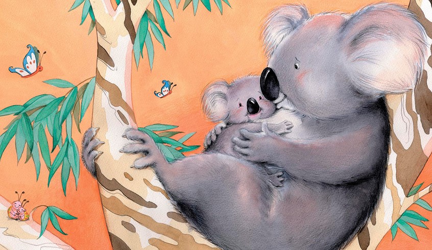 illustration of Picture book, Cover art, Traditional, Kidslit, Mixed Media, koala bear, koala, character development,
