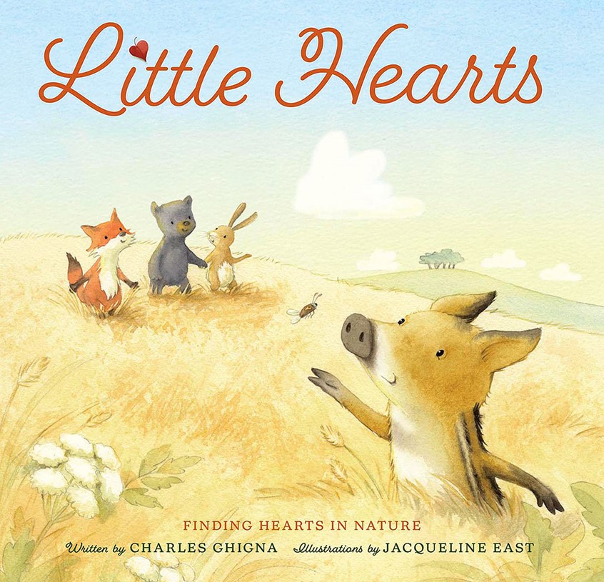 illustration of Picture book, Cover art, Traditional, Kidslit, Mixed Media, piglet, fox, bear, rabbit, landscape