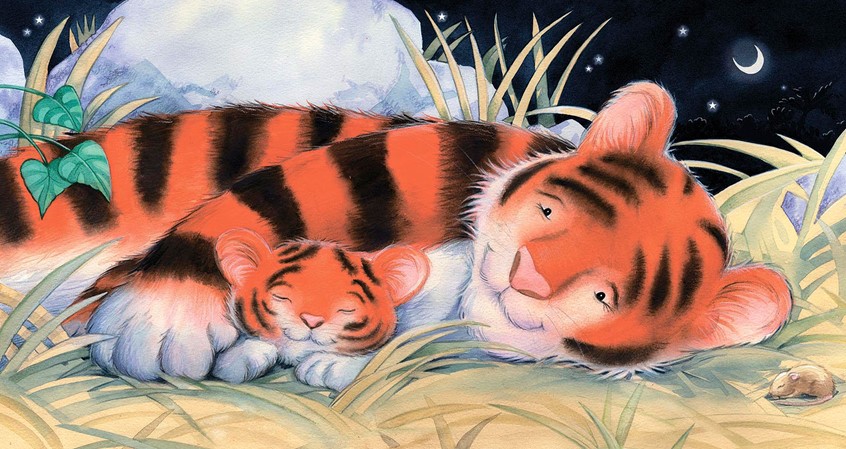 illustration of Picture book, Cover art, Traditional, Kidslit, Mixed Media, tiger, character development, character design,