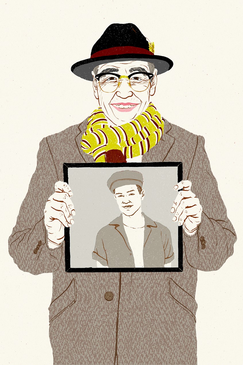 illustration of A stylish older gentleman gently smiles as he holds up a framed photo of his younger self. Illustrated with with warmth, restraint, and affection, this portrait speaks to the evolution and endurance of identity and style through the passage of time.
Commissioned by Google, the image is a celebration of legacy, self-recognition, and the universal impulse to reflect on how far we have come.
