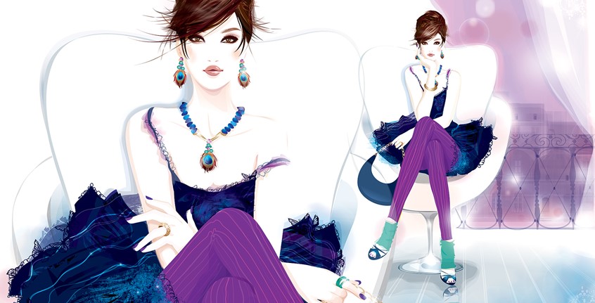 illustration of Point of Sale, Make-up, Health and Beauty, Fragrance, Beauty, Fashion, Fashion Illustration, Magazine, Advertising, Holiday, Clothing