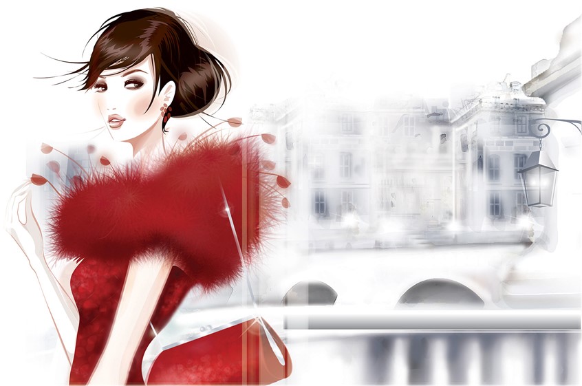 illustration of Point of Sale, Make-up, Health and Beauty, Fragrance, Beauty, Fashion, Fashion Illustration, Magazine, Advertising, Holiday, Clothing
