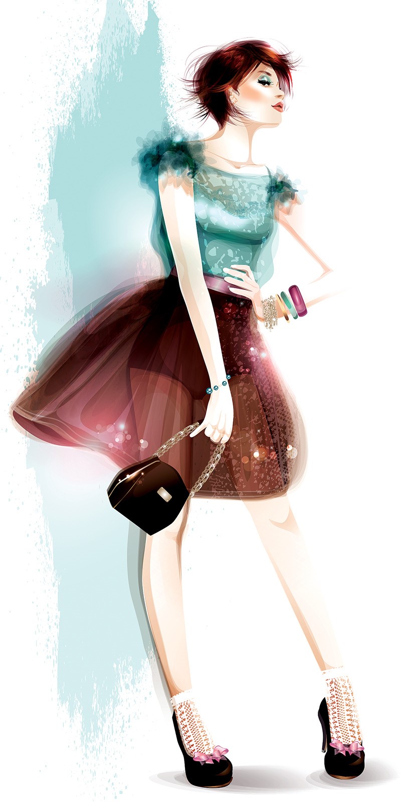 illustration of Point of Sale, Make-up, Health and Beauty, Fragrance, Beauty, Fashion, Fashion Illustration, Magazine, Advertising, Holiday, Clothing