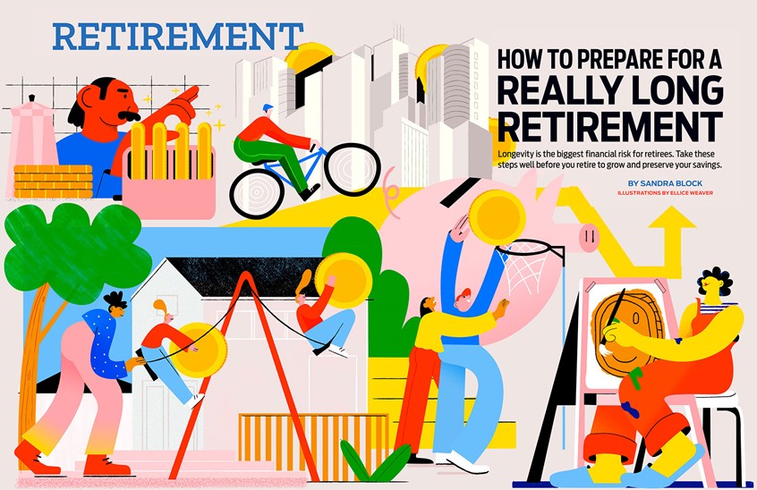 illustration of people / figures / editorial / financial / education / outdoors / diversity / scene / investment / retirement / business / money / spread illustration / vignettes / spot illustrations