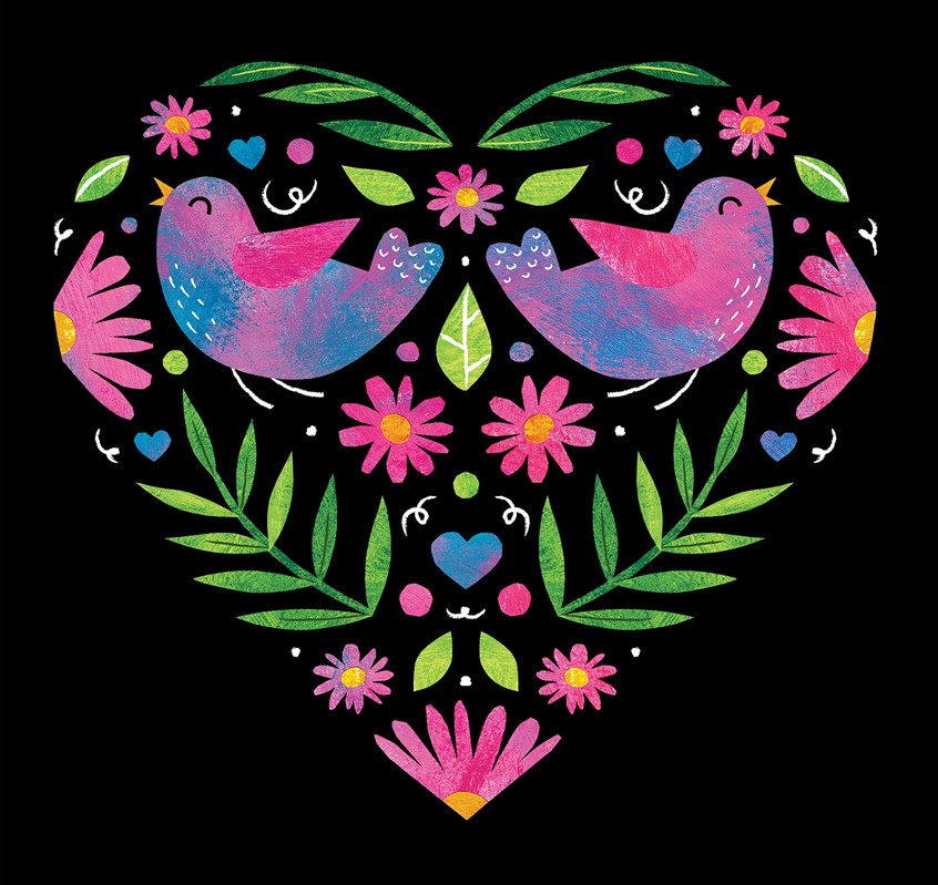illustration of Art Licensing, Cover Art, Giftware, Homeware, Giftwrap, Birds, Valentine, Traditional, Pattern Design, Greetings Cards,