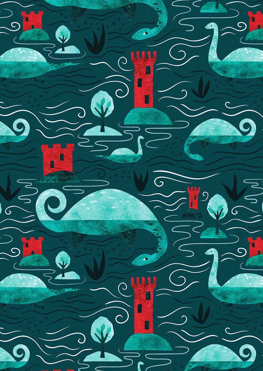 illustration of Art Licensing, Cover Art, Giftware, Homeware, Giftwrap, Castles, Lakes, Traditional, Pattern Design, Greetings Cards,