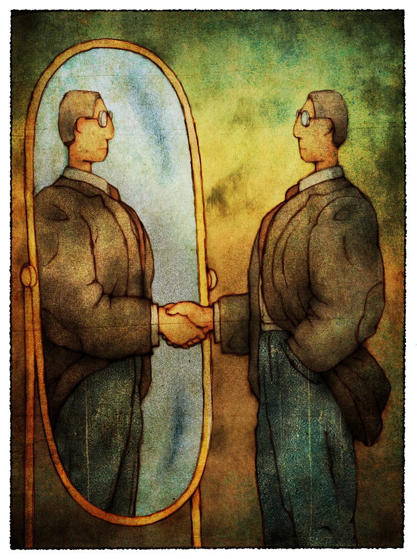 illustration of Joint Ventures in the Oil & Gas Industry, Oil & Gas Investor, 2014.
Duplicate, introduction, greeting, hello, mirror, image, clone, self, handshake, reflection, greet, businessman, reflect, copy, coat, stare, joint, twin, venture, deal, merger.