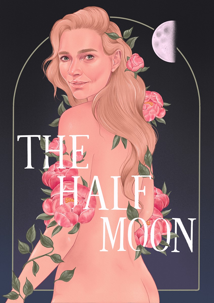 illustration of Pub sign illustrated and designed by Becki Gill in collaboration with Stella Artois UK as part of their mission to help pubs. This sign features model and celebrity, Jodie Kidd wrapped in florals.
Florals, flowers, vines, pub, drink, half moon