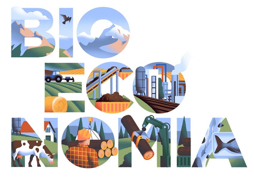 illustration of Federico Epis playfully shines a light on the important topic of everyday sustainability. These typographical illustrations were made for the Italian body, Biorepack, whose key focus is the organic recycling of plastic packaging. Federico's clever and sensitive illustrations walk us through different processes and scenarios that aim for a greener future.
wood, cows, green house gasses, birds, mountains, farmer, construction, village, house, tree, fish