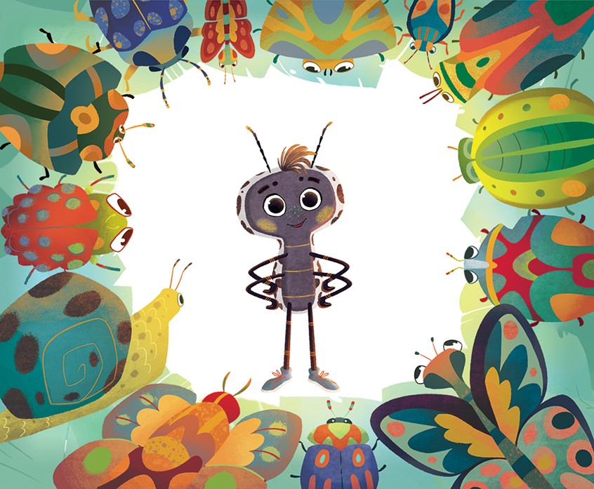 illustration of Spunk the Beetle is a heart-warming, rhyming adventure about finding courage, confidence, and purpose in unexpected places.
Spunk feels like the most ordinary bug in the world, no wings, no bright colors and no special tricks. But when his journey takes him through meadows and gardens buzzing with life, he discovers that even the smallest beetle can make a big difference.