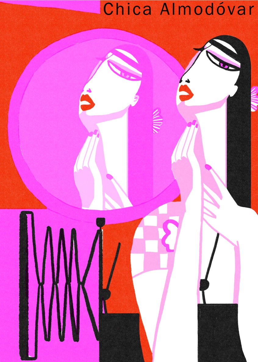 illustration of My illustration of Rossy de Palma in Kika (1993), capturing her unforgettable mirror scene. A tribute to Almodóvar’s bold aesthetics, striking characters, and fearless storytelling.