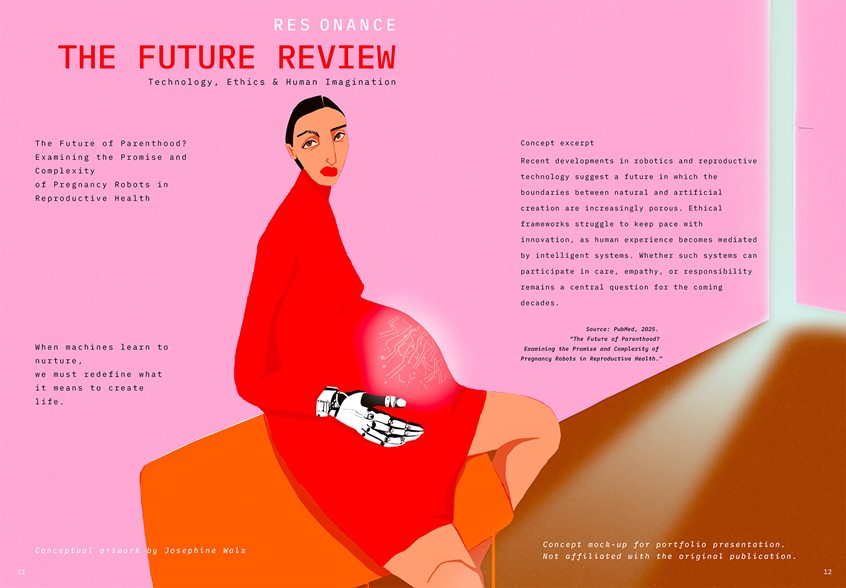 illustration of A speculative illustration exploring the intersection of technology, empathy, and creation, inspired by current ethical debates.