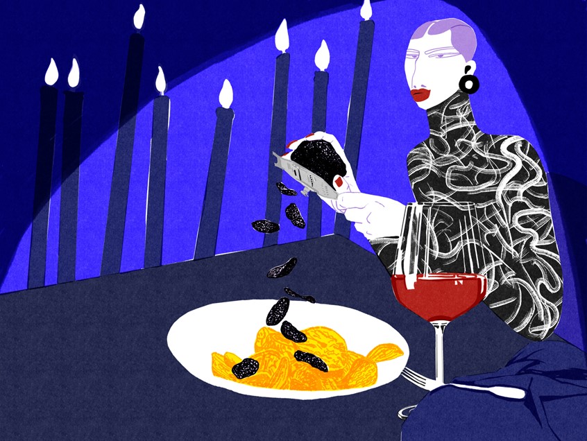 illustration of Illustrative Brand World for a Parisian food pop-up, merging street attitude with luxury branding. Style: Bold, textured, contemporary figurative art.
Keywords: Lifestyle, Dining, Surrealism, Fashionable, Modern, Gastronomy, Character Design, Editorial Illustration.