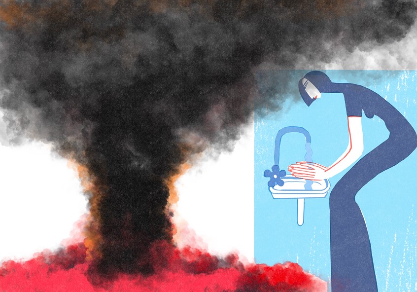 illustration of An ongoing illustration series created during the 2026 wildfires while living in an affected community.
The work explores states of evacuation, waiting, and uncertainty.