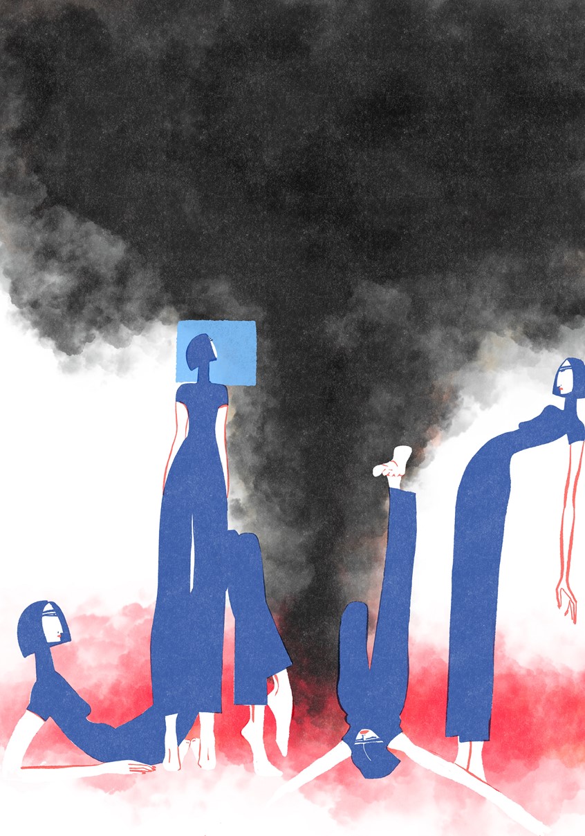 illustration of An ongoing illustration series created during the 2026 wildfires while living in an affected community.
The work explores states of evacuation, waiting, and uncertainty.