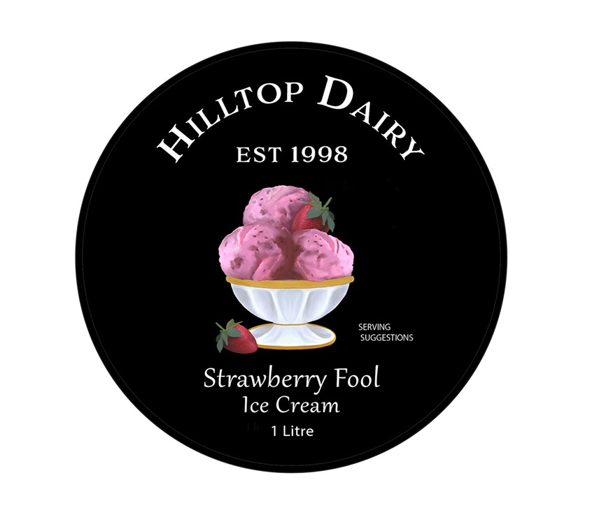 illustration of Strawberry Fool Ice-cream Packaging Design
I illustrated the strawberry ice-crem, along with various cheeses for different applications, before setting out the label design for the carton and sticker design for the lid.