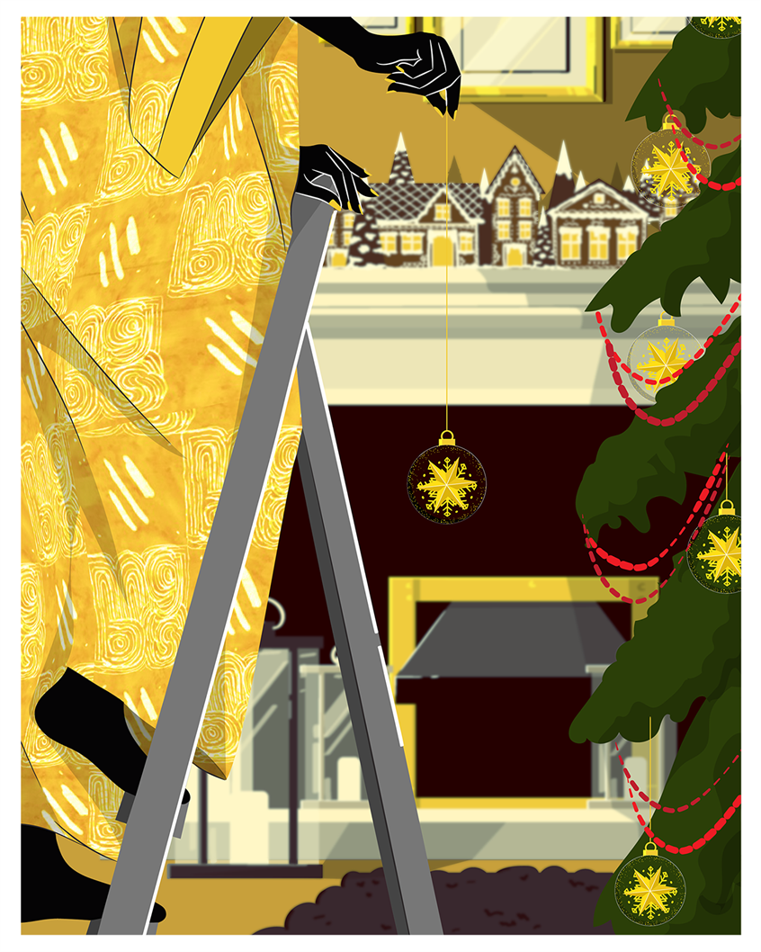 illustration of Exploring the feeling of the holiday season. I aimed to create a simple, straightforward animation that could resemble an ad for brands like Harrods, IKEA, Tiffany & Co., Rimowa, or a premium alcohol brand. It’s incredibly satisfying to see brands valuing artists’ creativity and involving them in their campaigns; I truly love to see that.