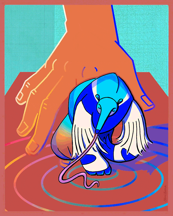 illustration of Our Planet Week: a series of five illustrations linking each of the five senses to an endangered species, highlighting their unique sensory abilities and raise environmental awareness.