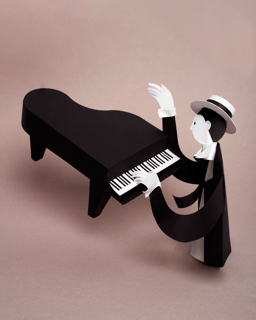 illustration of Illustrations for the film concert featuring Buster Keaton’s film The Playhouse. Inspired by Keaton’s performance, where he portrays every character on screen, the visuals highlight his playful and endearing presence.