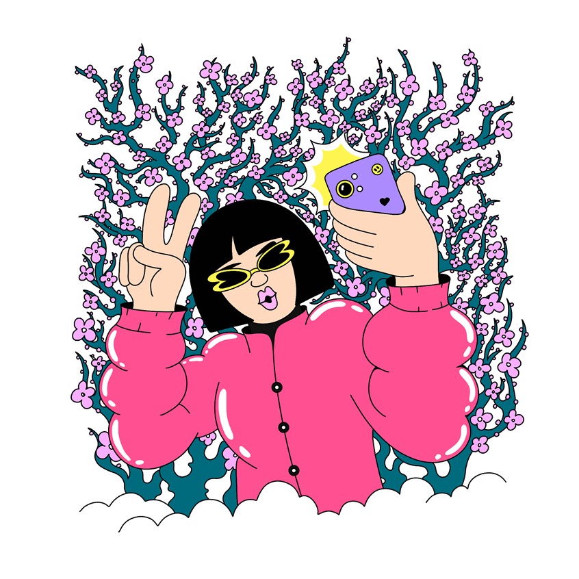 illustration of Spring Observations (Personal series) Every spring, people celebrate it with millions of new photos on their oh-so-different devices. Spring Selfie They’re everywhere. Every flower has to become part of a story that disappears in 24 hours.